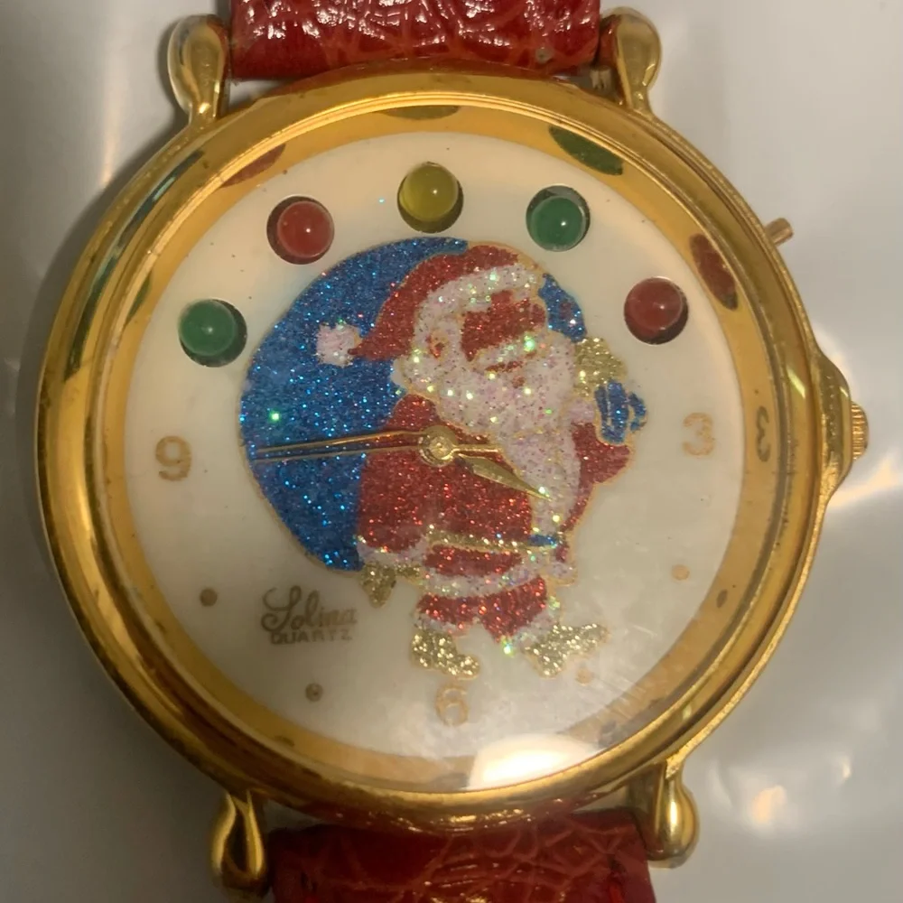 Source Unknown Santa Quartz Watch - Red and Gold